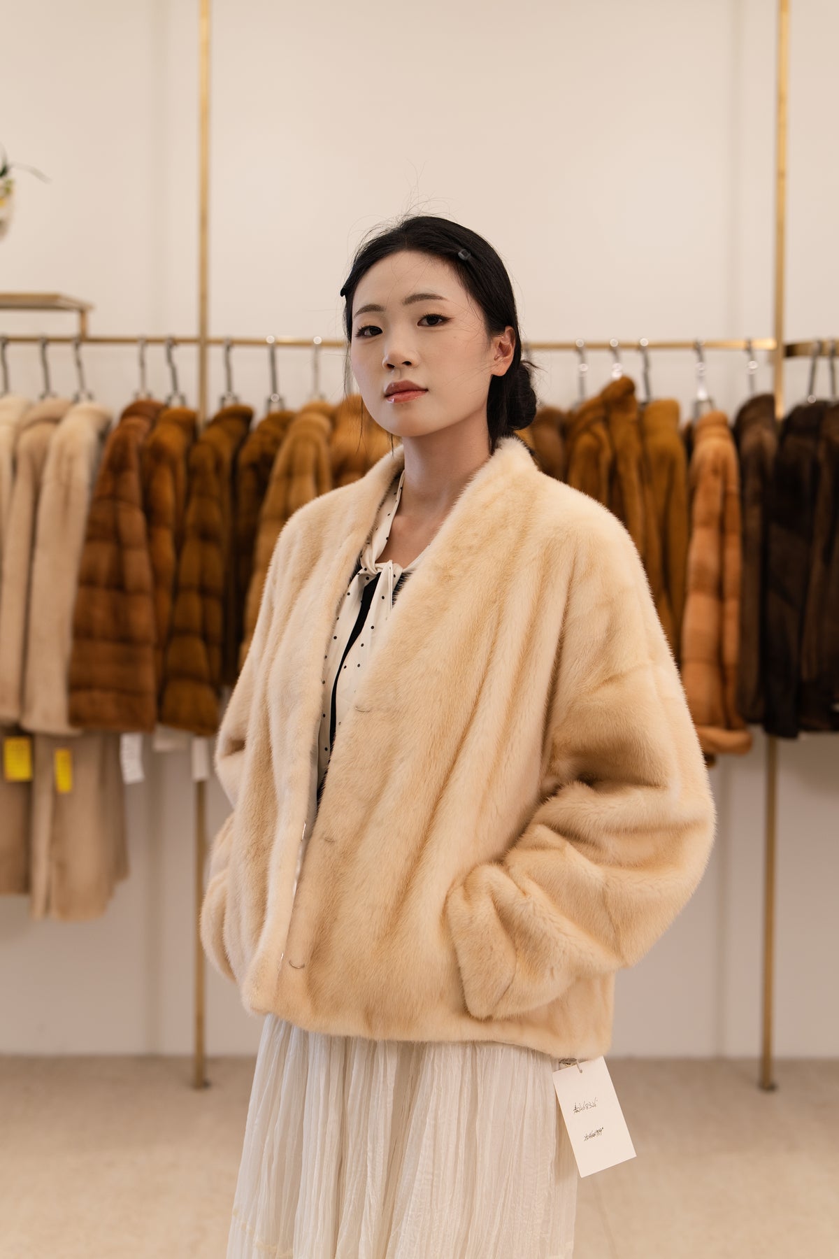 The Shawl Collar Cropped Mink Coat