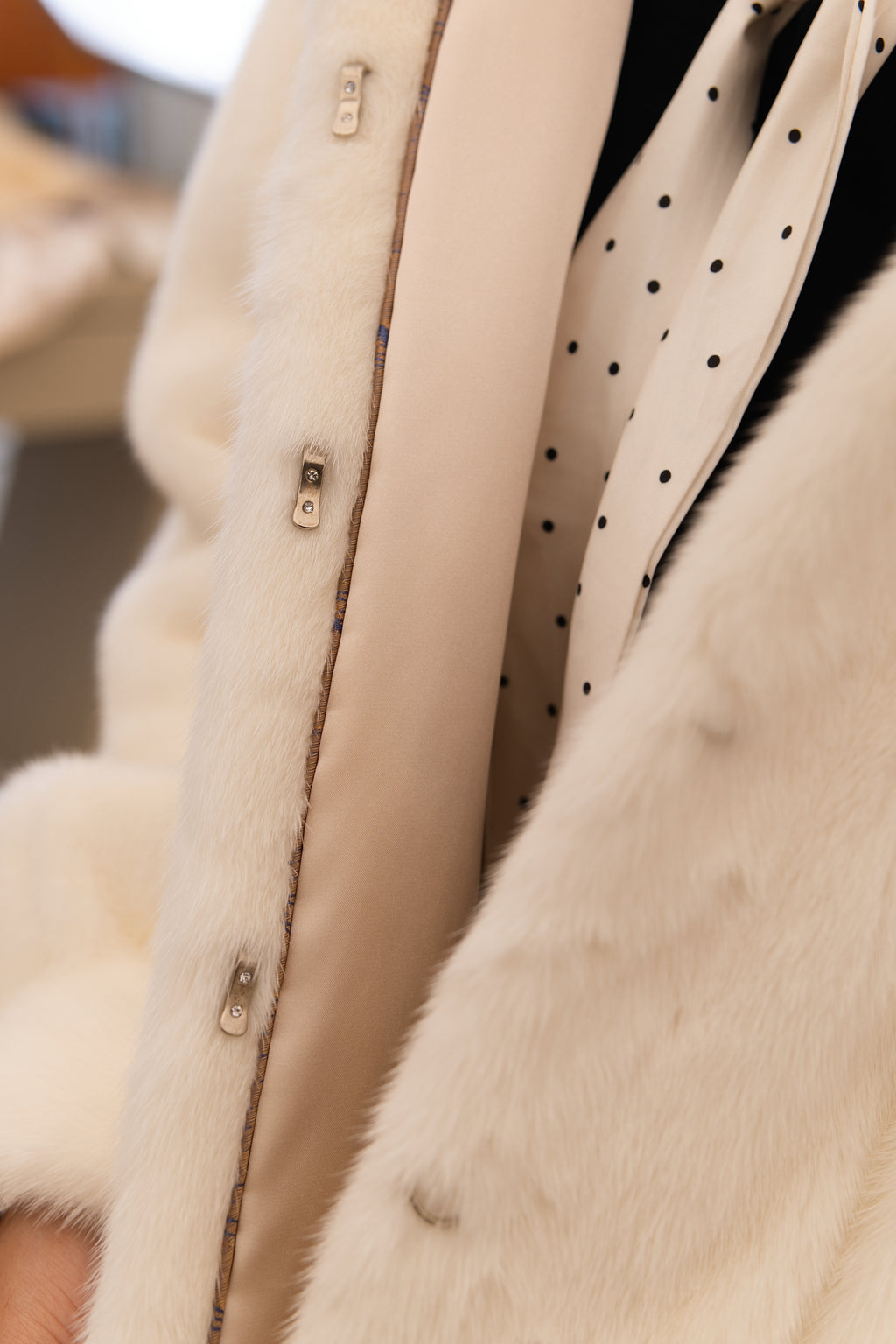 The Ivory White Hooded Mink Coat