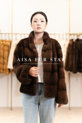 The Stand Collar Horizontal Mink Coat
