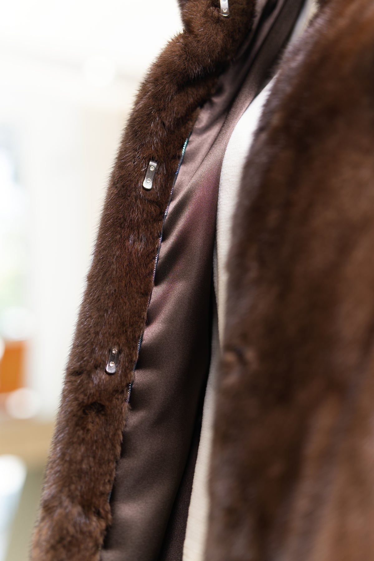 The Stand Collar Mid-Length Mink Coat
