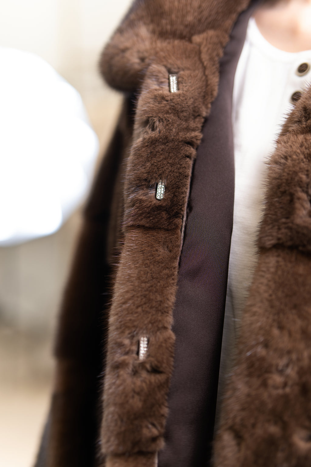 The Notch Collar Cropped Horizontal Mink Coat
