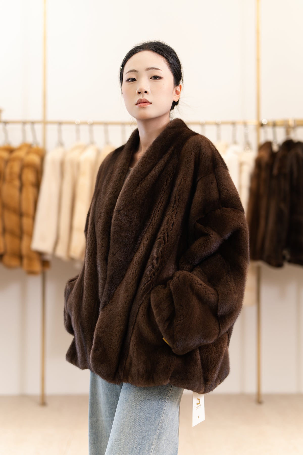 The Relaxed Open-Front Mid-Length Mink Coat