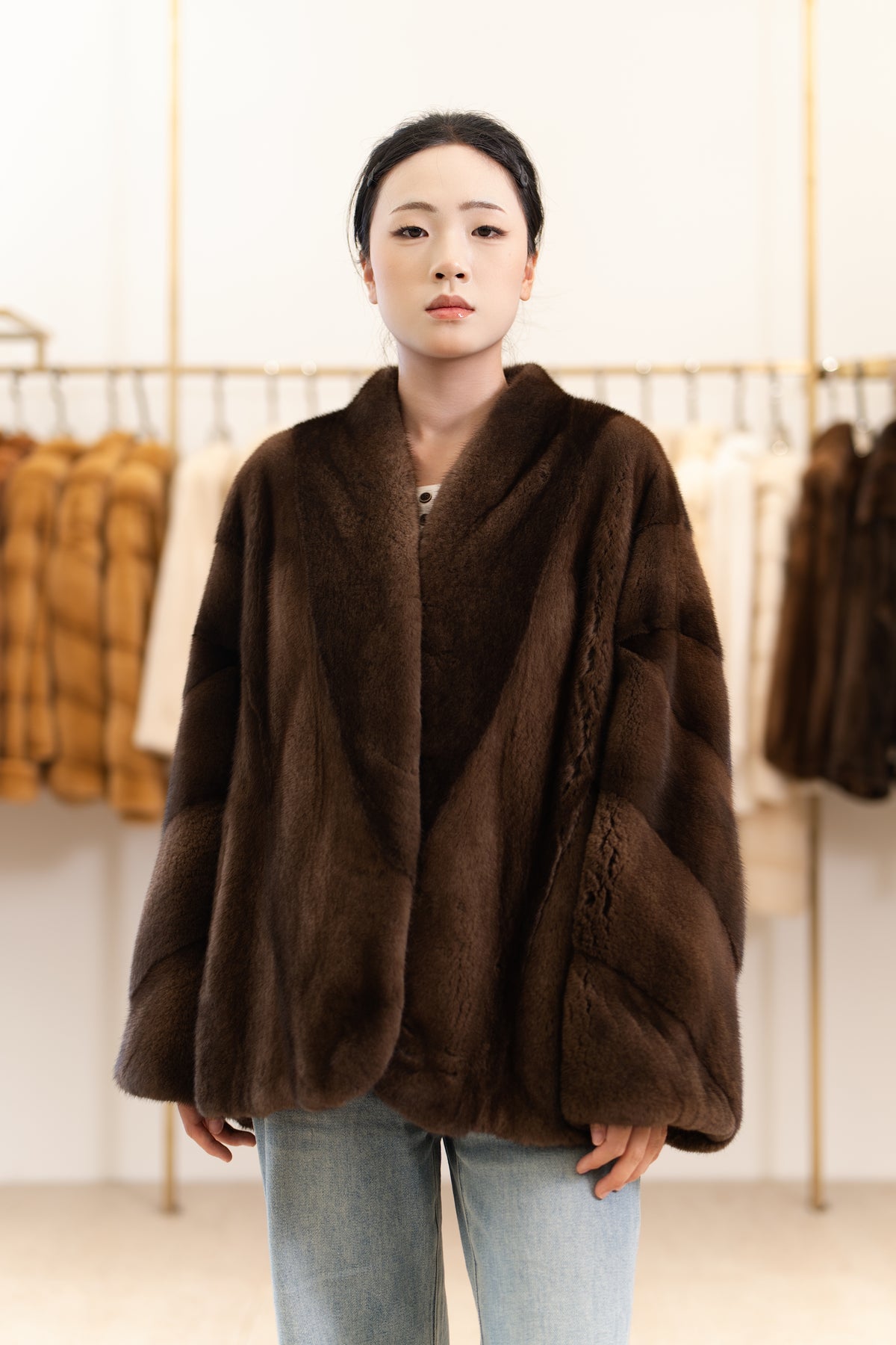 The Relaxed Open-Front Mid-Length Mink Coat