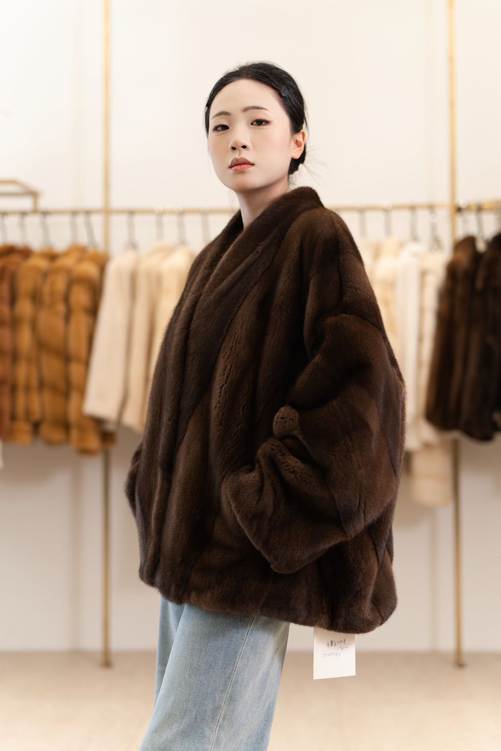 The Relaxed Open-Front Mid-Length Mink Coat