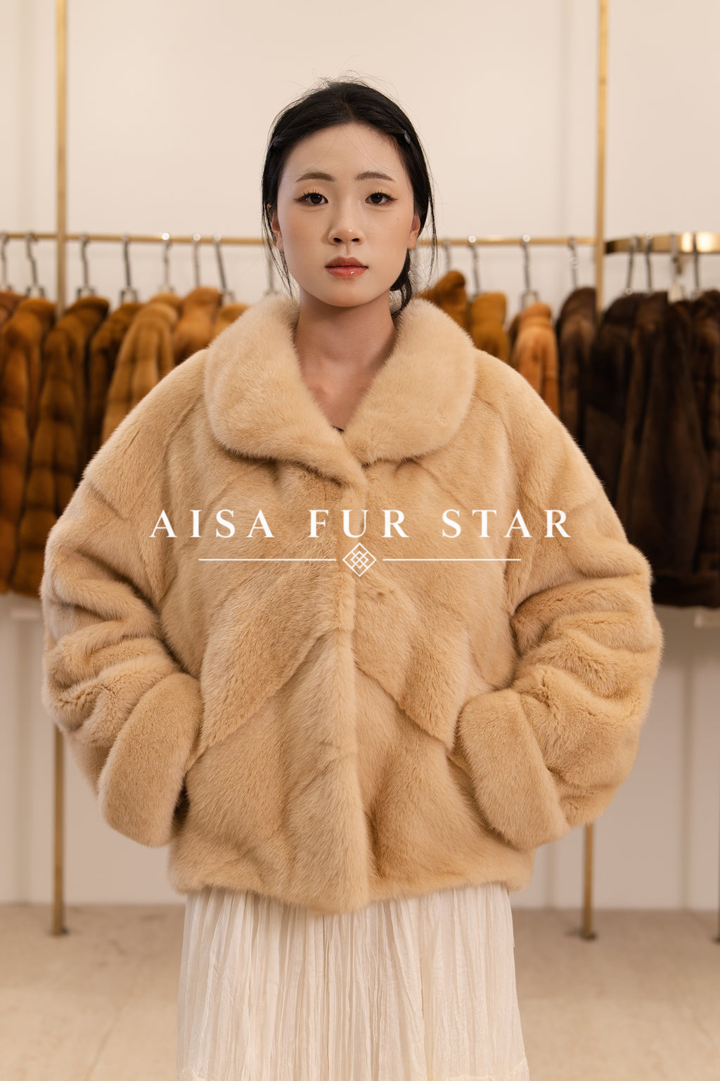 The Rounded Collar Cropped Mink Coat