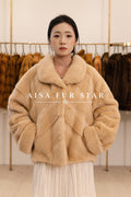 The Rounded Collar Cropped Mink Coat