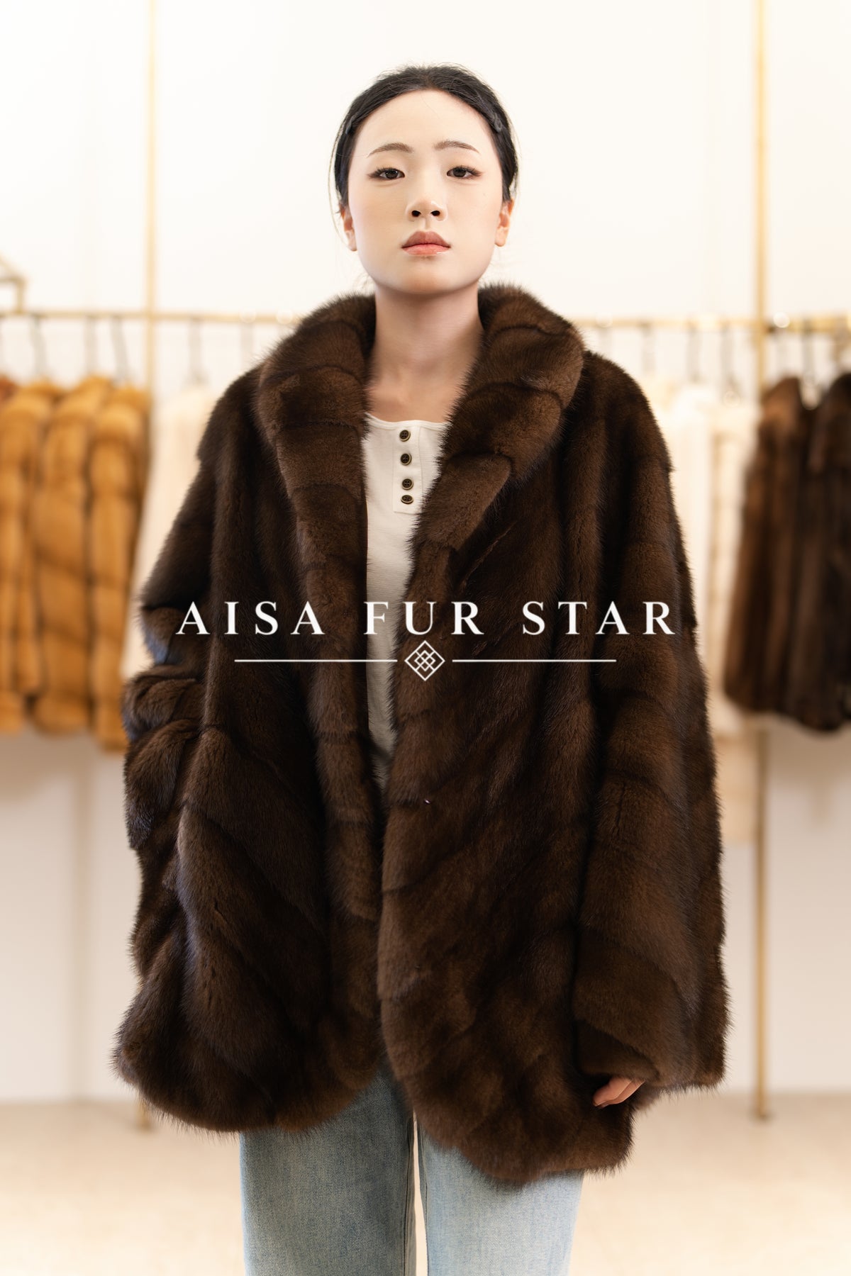 The Fluid Open-Front Mid-Length Mink Coat