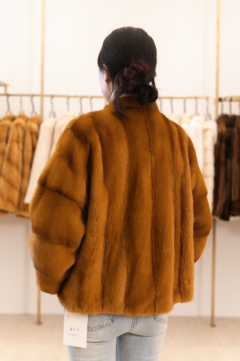 Open Front Shawl Collar Mink Coat