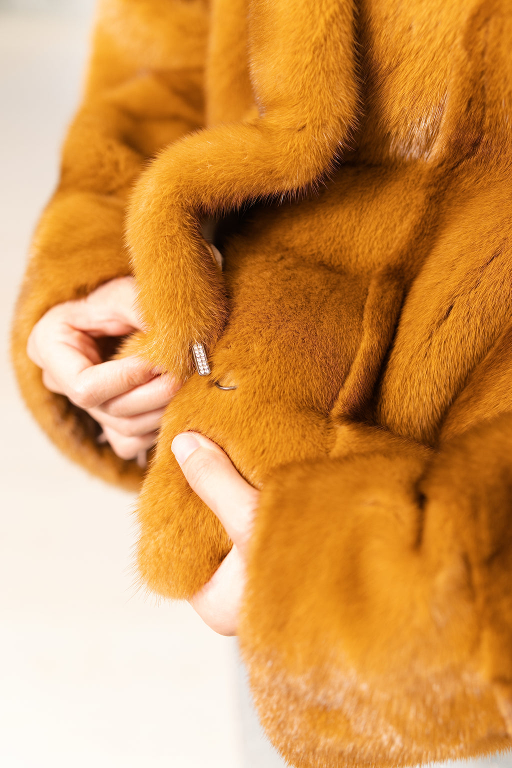 Open Front Shawl Collar Mink Coat