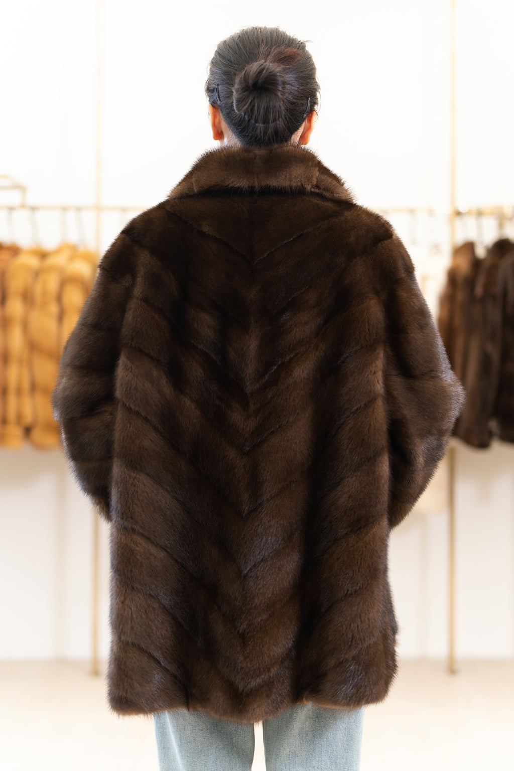 The Fluid Open-Front Mid-Length Mink Coat