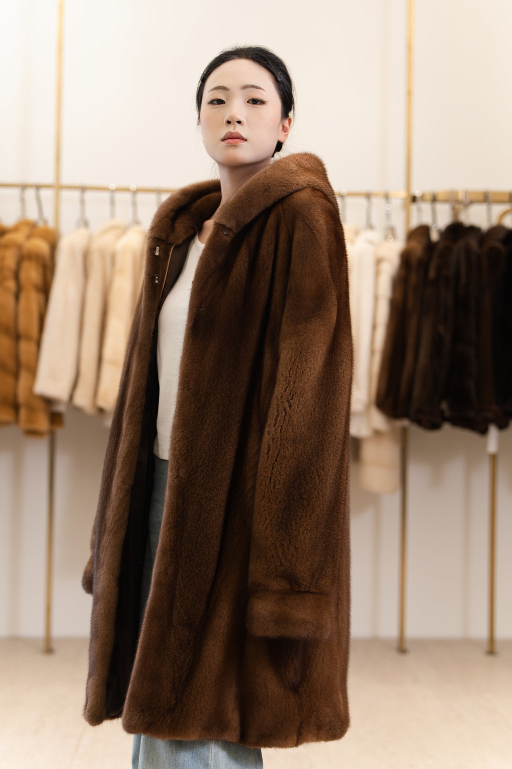 The Luxe Mid-Length Mink Coat