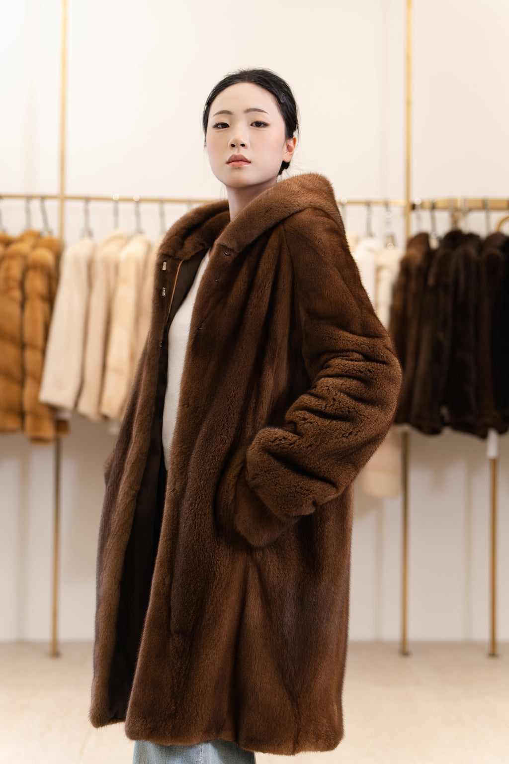 The Luxe Mid-Length Mink Coat