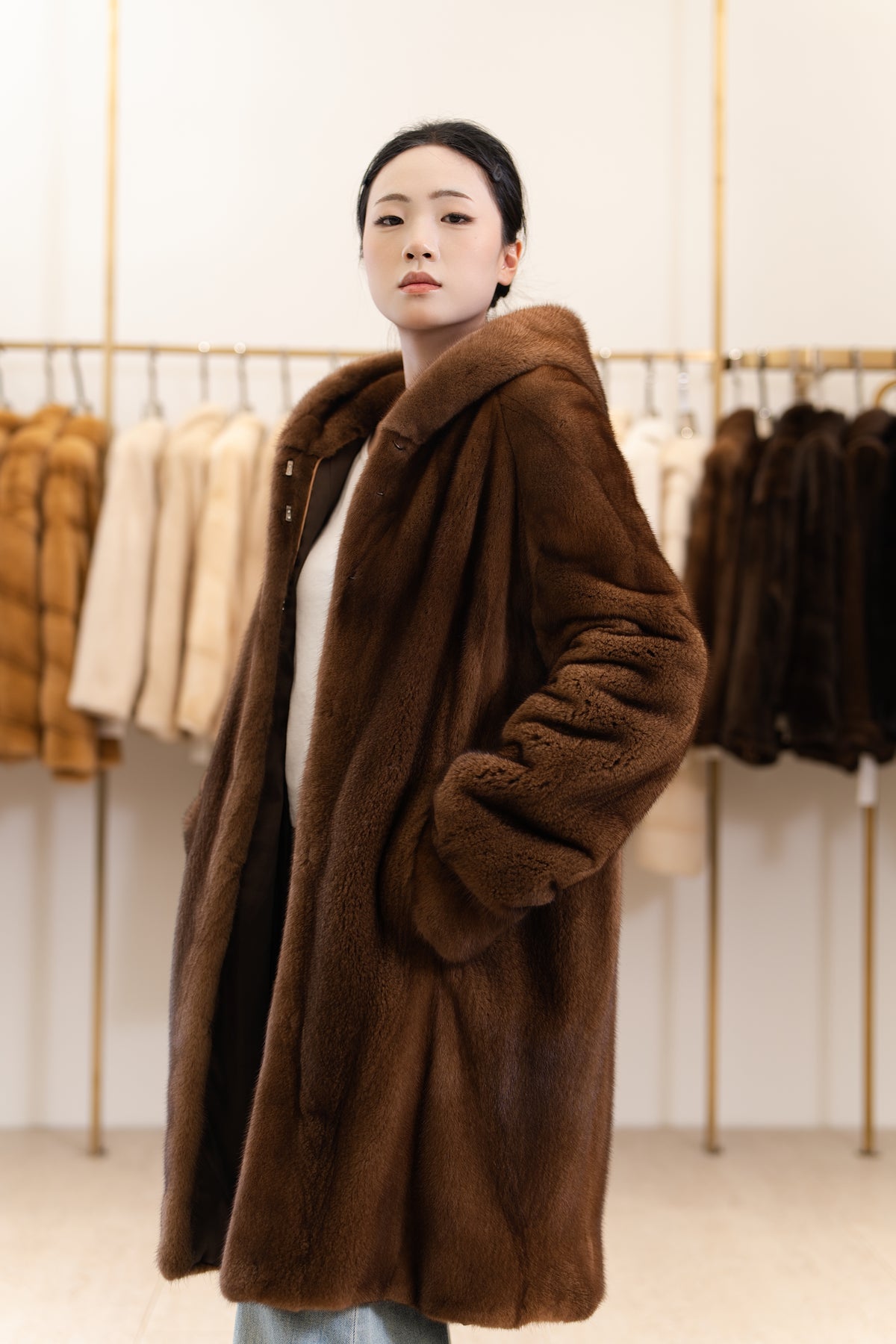 The Luxe Mid-Length Mink Coat