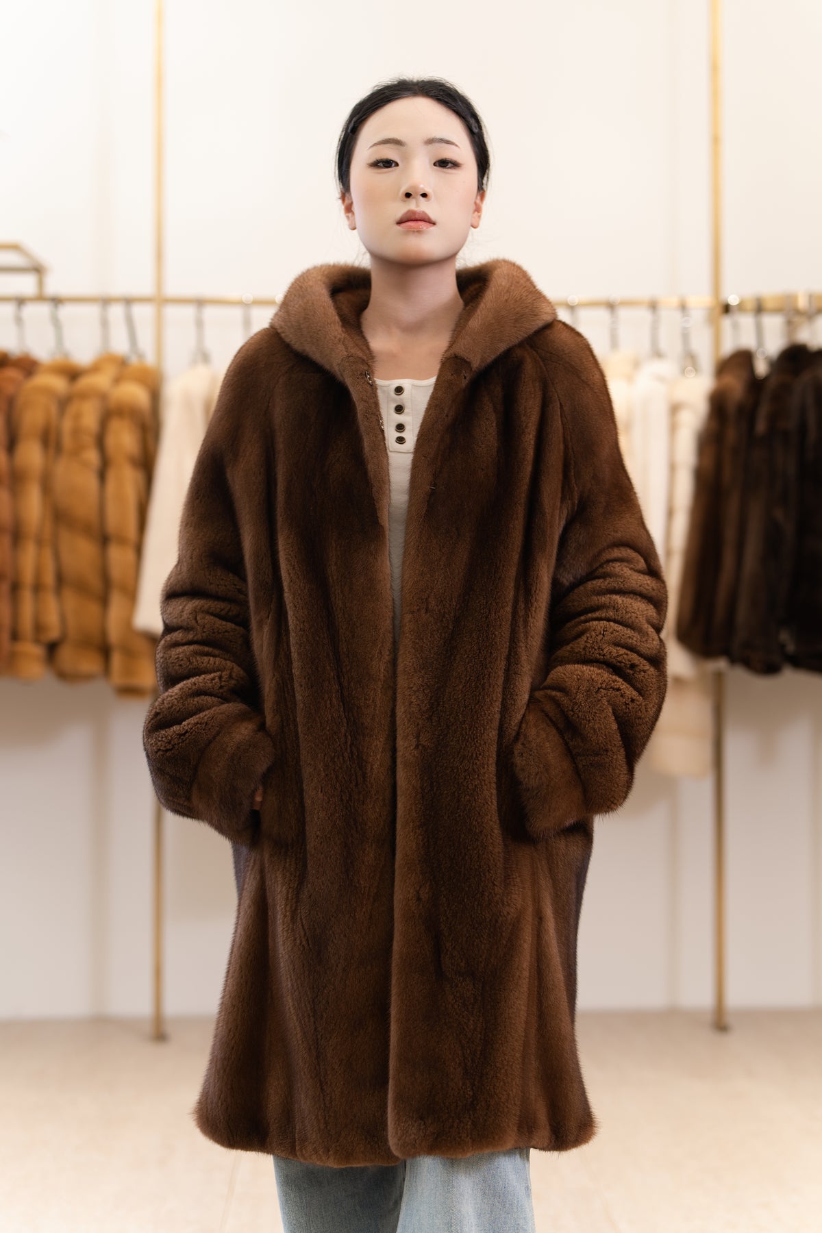The Luxe Mid-Length Mink Coat