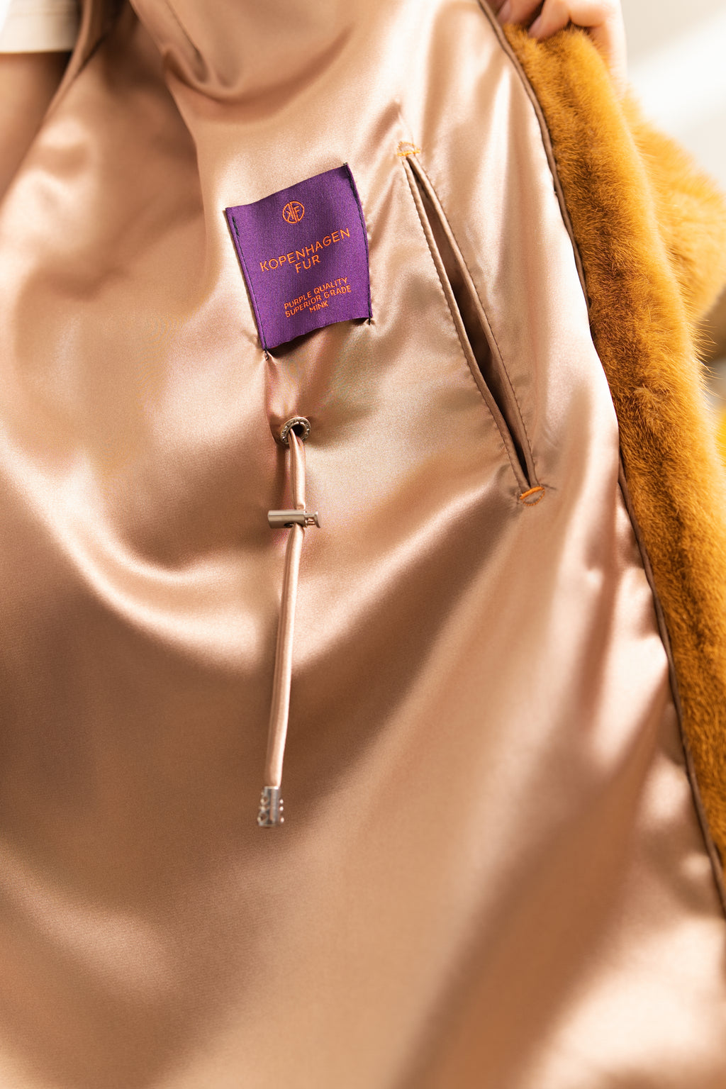 Warm Camel Stand Collar Mink Coat