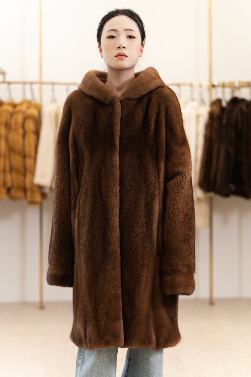 The Luxe Mid-Length Mink Coat