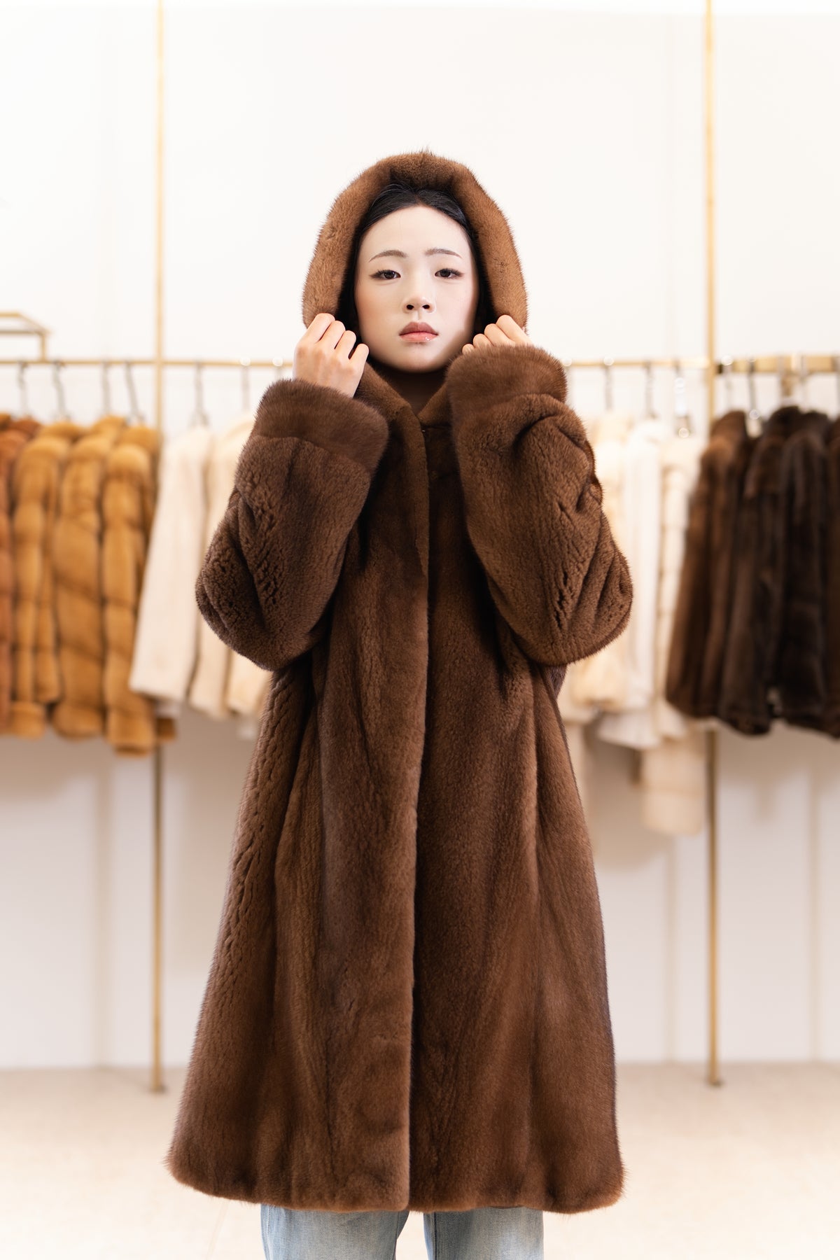 The Luxe Mid-Length Mink Coat