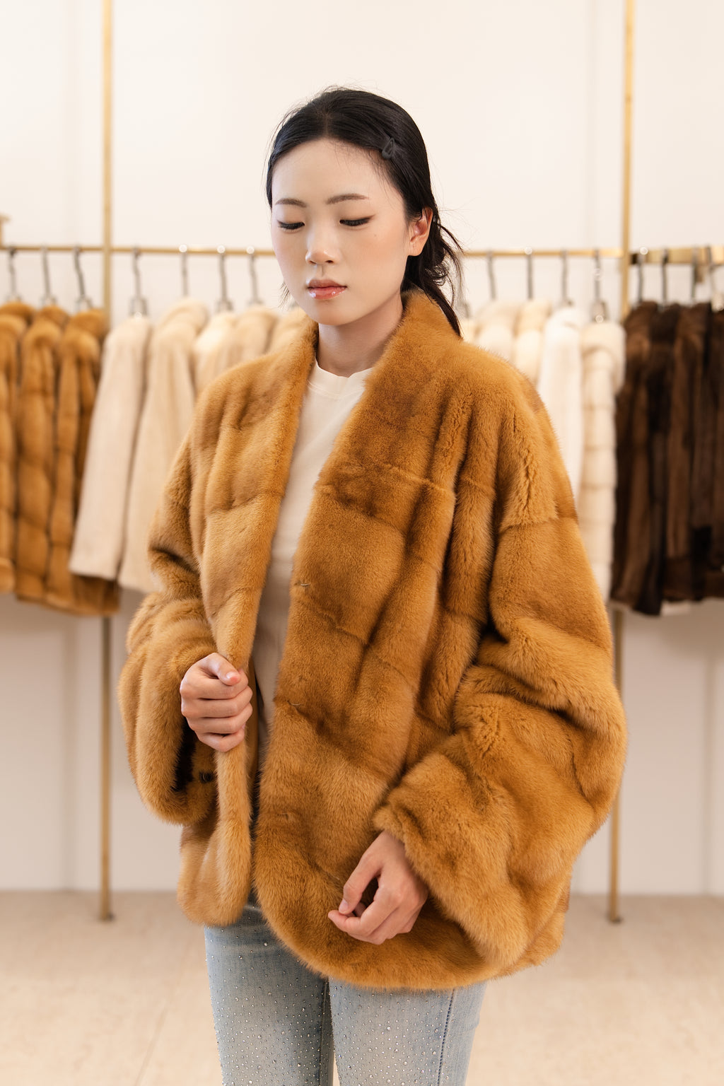 The Shawl Collar Panel Mink Coat
