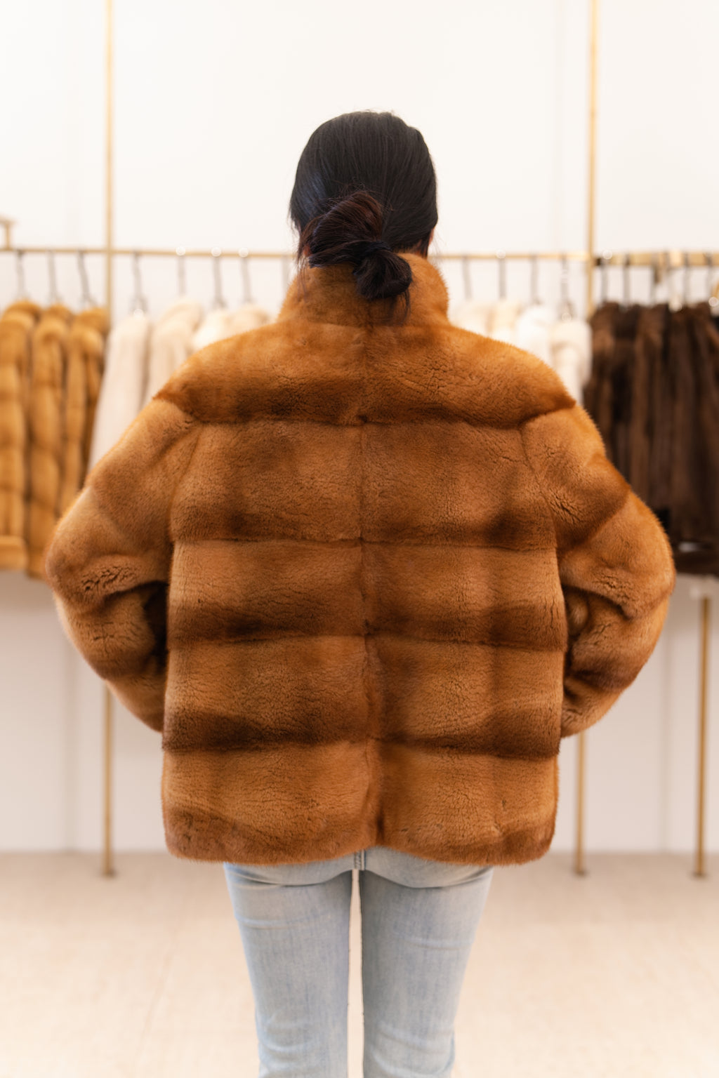 The Stand Collar Panel Mink Coat