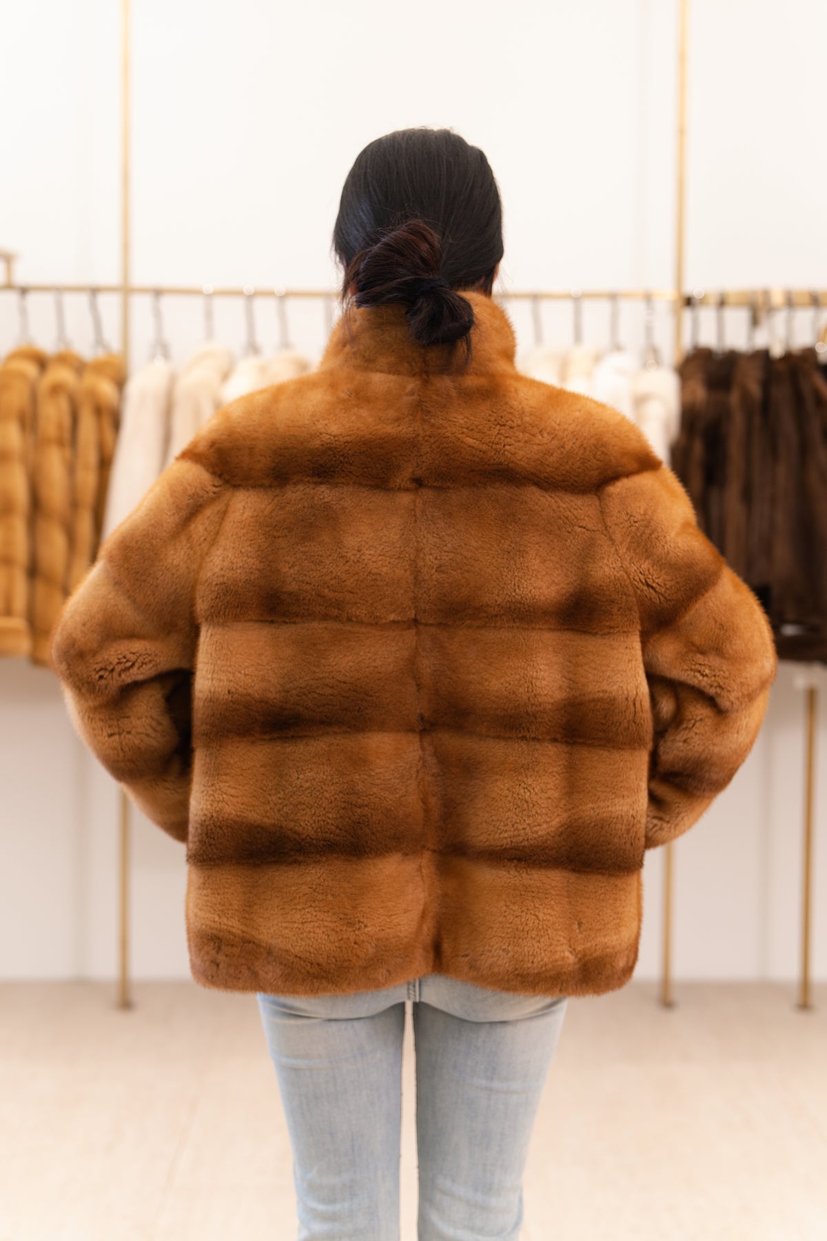 The Stand Collar Panel Mink Coat