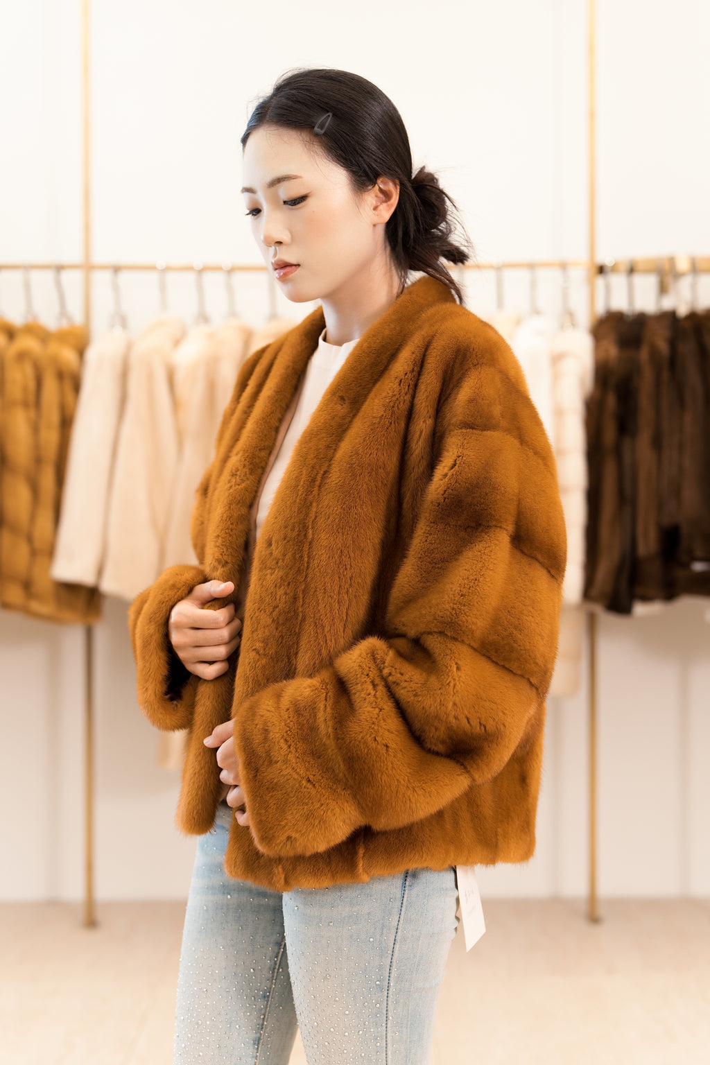 The Shawl Collar Open-Front Mink Coat