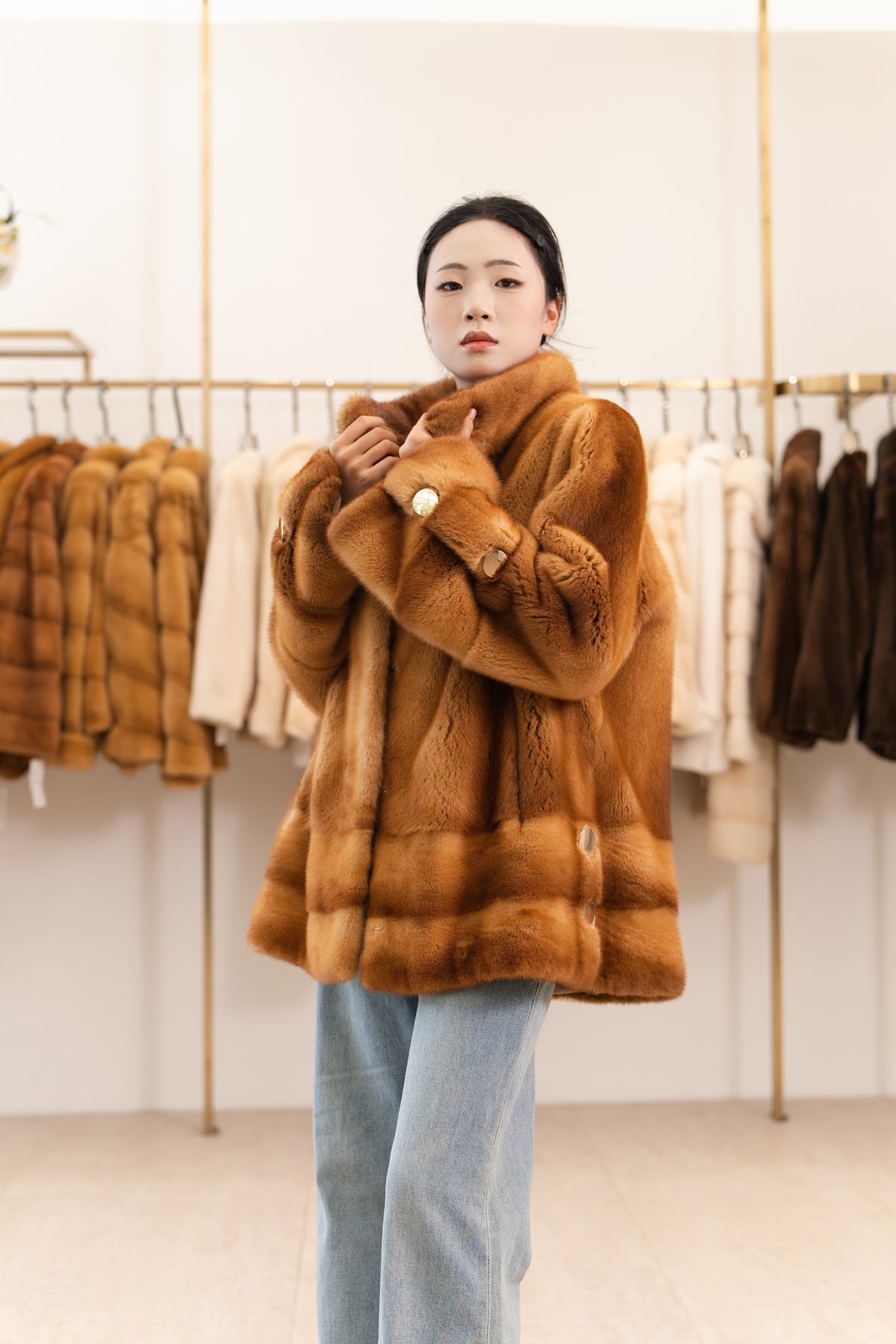 The Golden Camel Swing Mink Coat