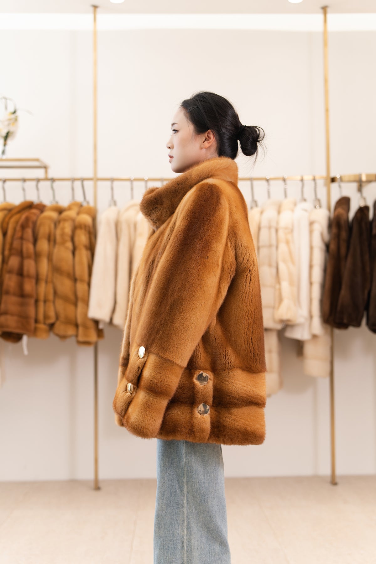 The Golden Camel Swing Mink Coat