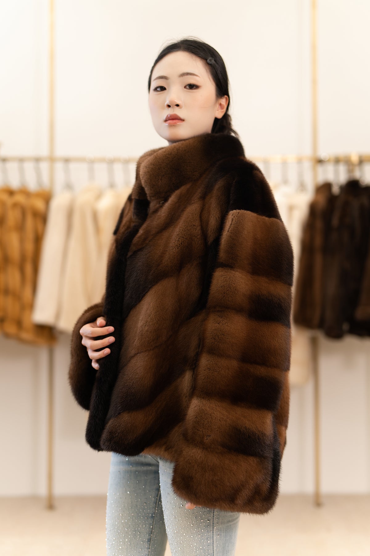 The Chevron Pattern Mink Coat
