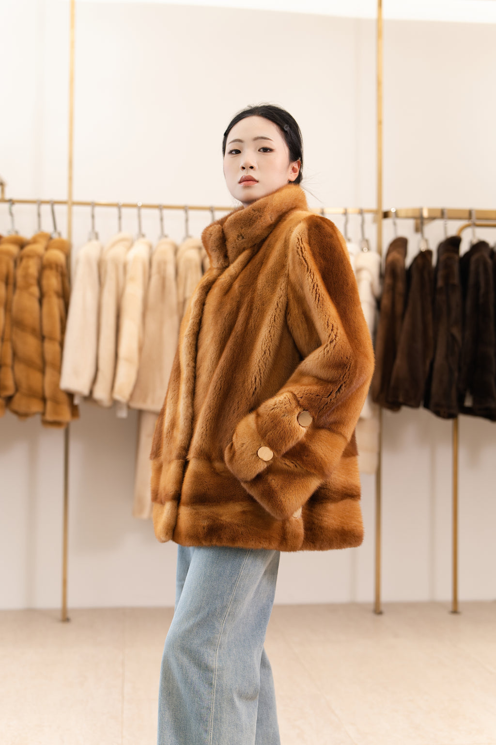 The Golden Camel Swing Mink Coat