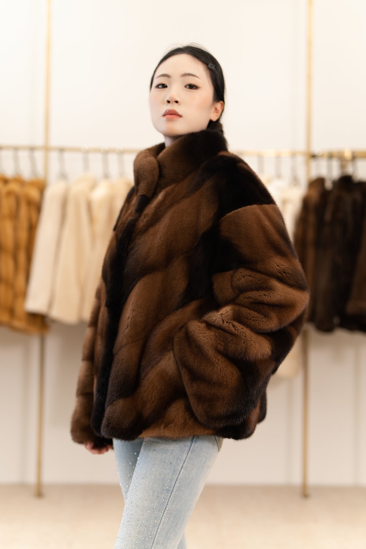 The Chevron Pattern Mink Coat