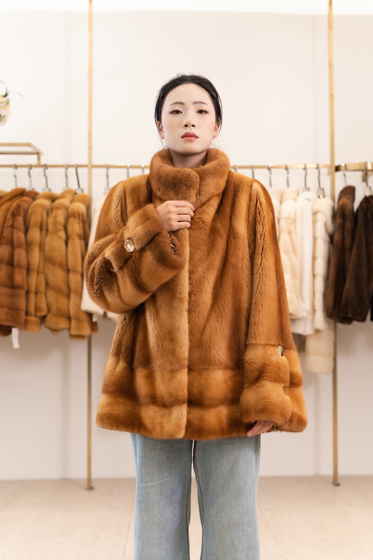 The Golden Camel Swing Mink Coat