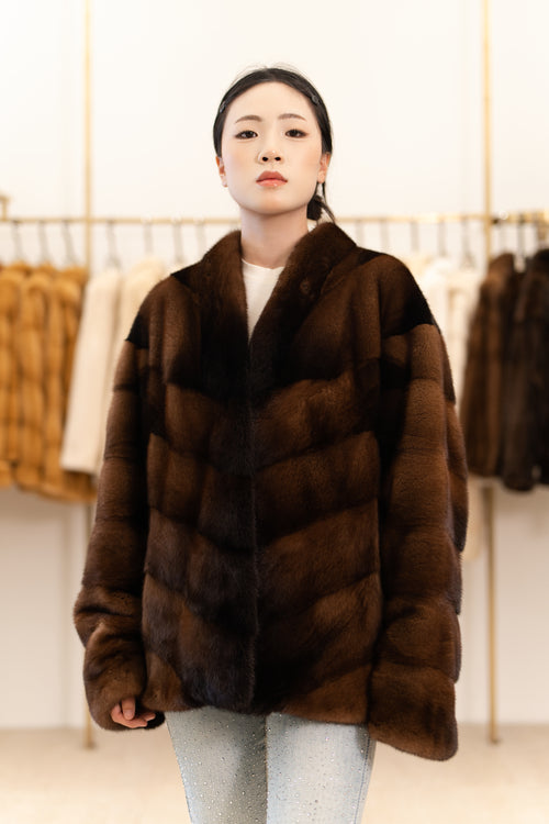 The Chevron Panel Mink Coat