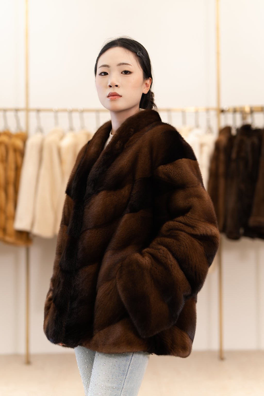 The Chevron Panel Mink Coat
