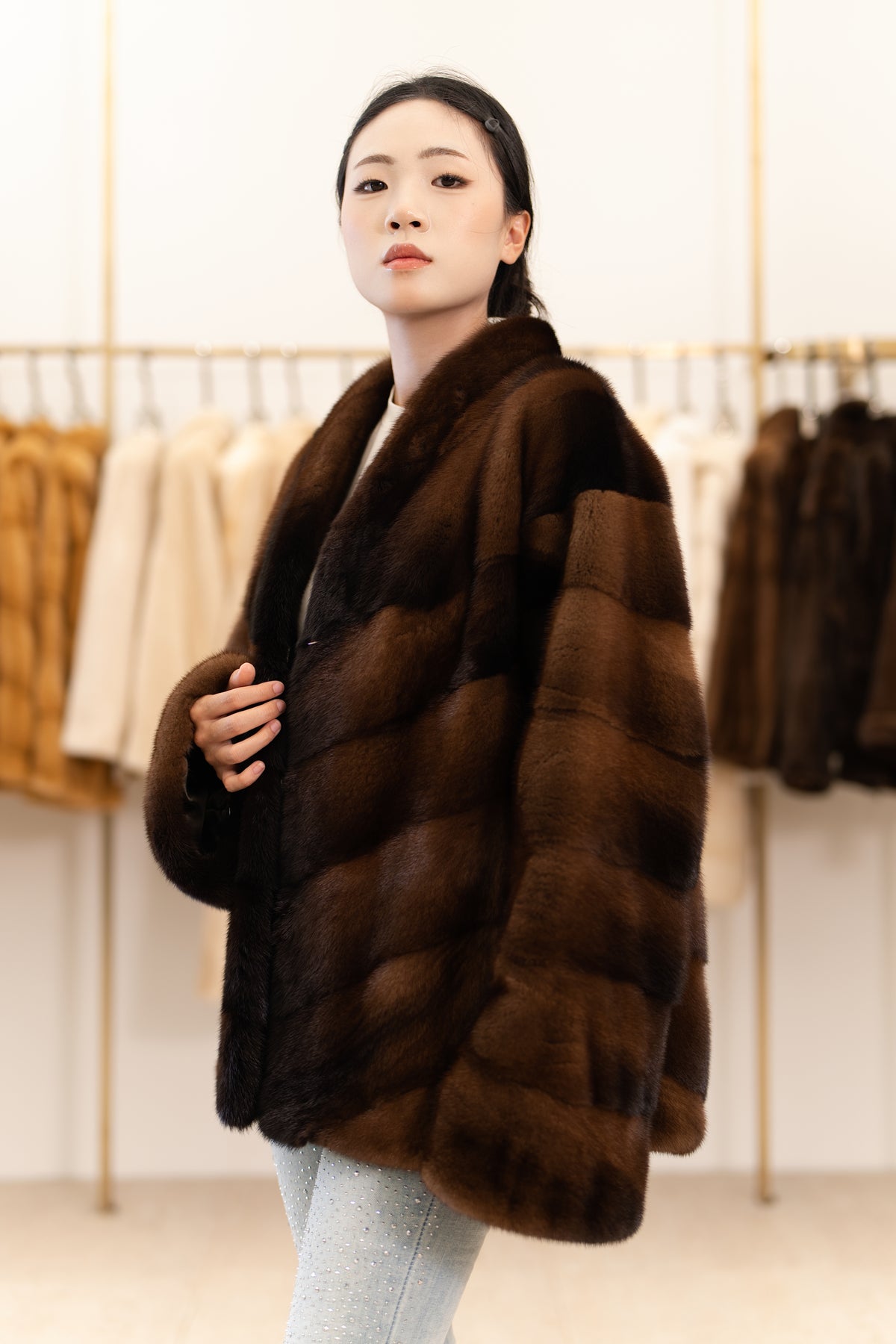 The Chevron Panel Mink Coat