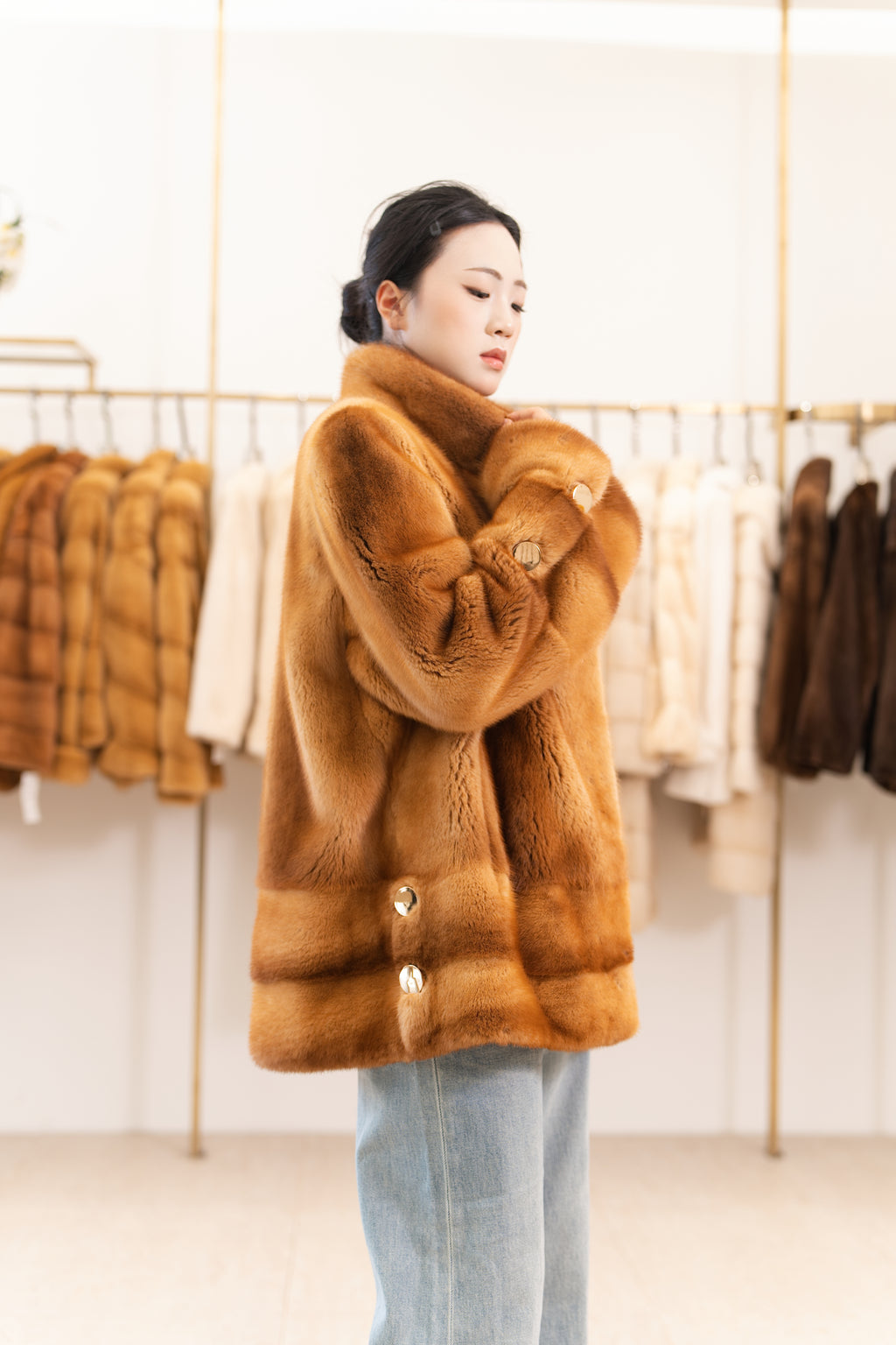 The Golden Camel Swing Mink Coat