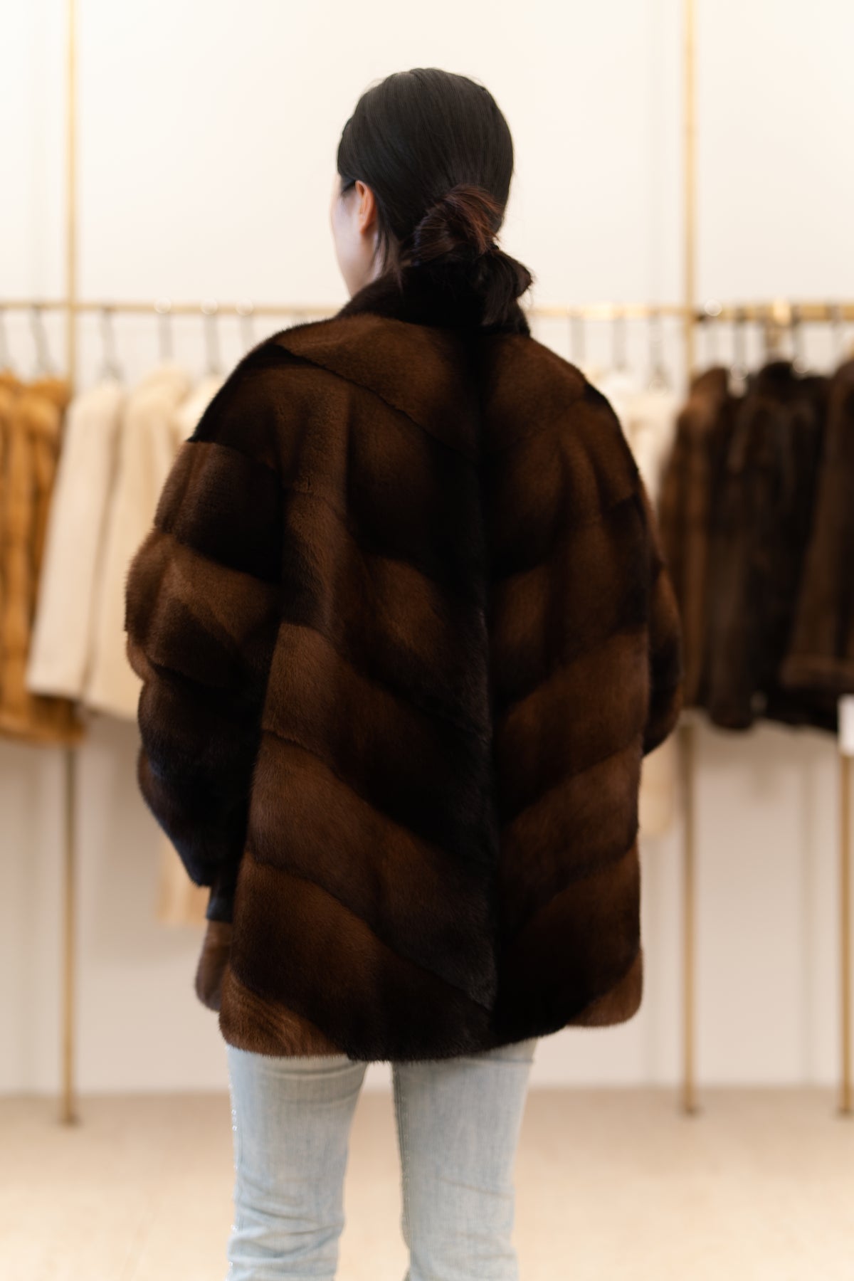 The Chevron Panel Mink Coat