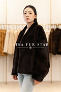The V-Neck Boxy Mink Coat