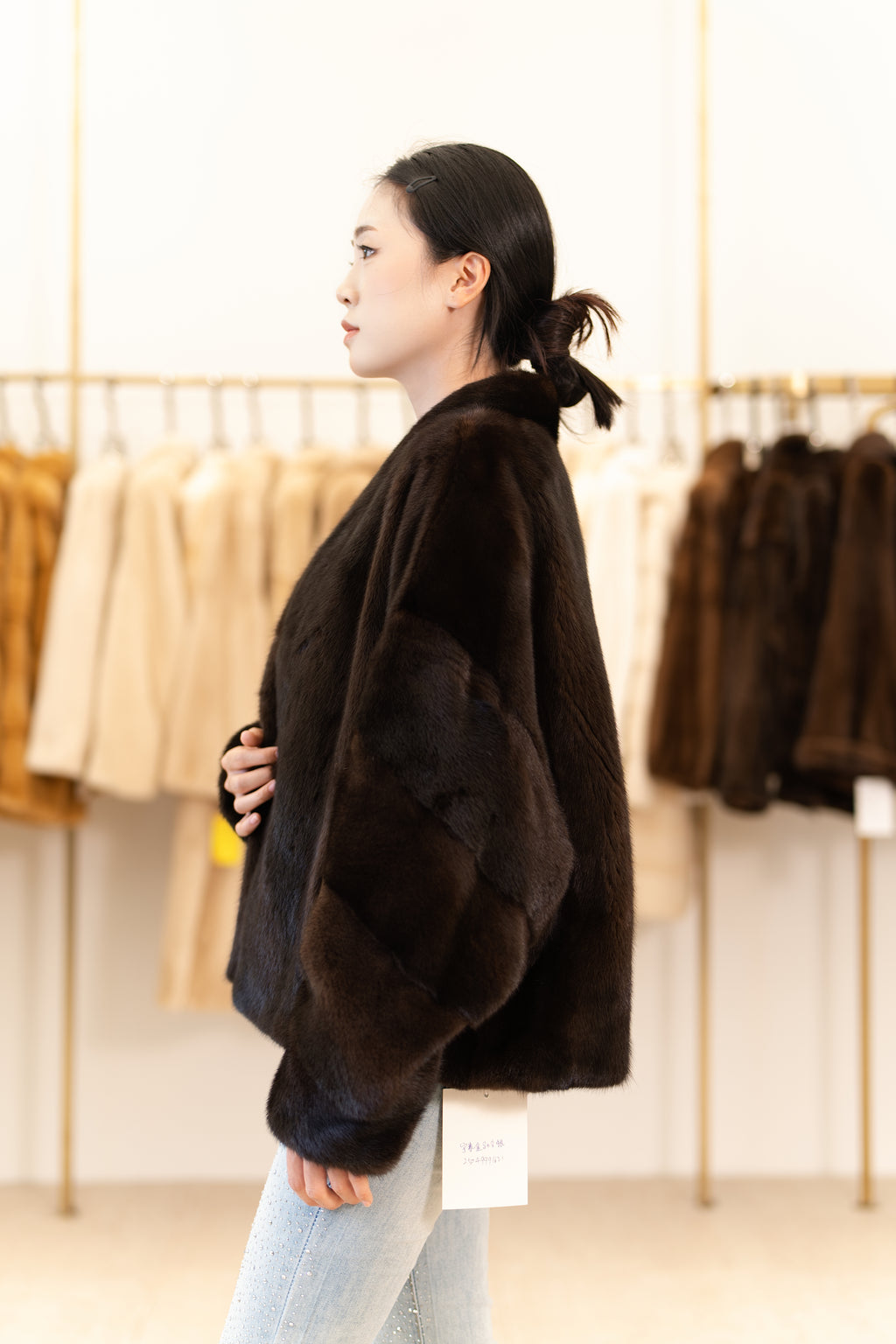 The V-Neck Boxy Mink Coat