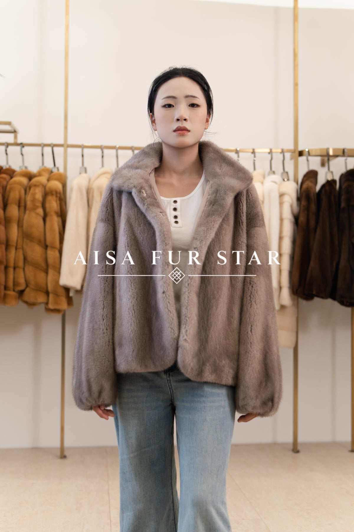 The Taupe Boxy Short Mink Coat