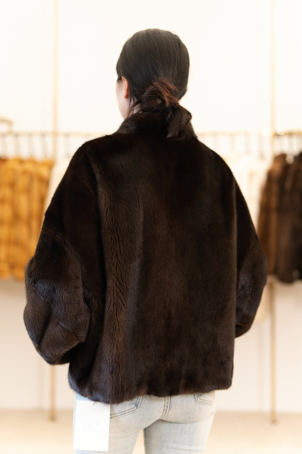 The V-Neck Boxy Mink Coat