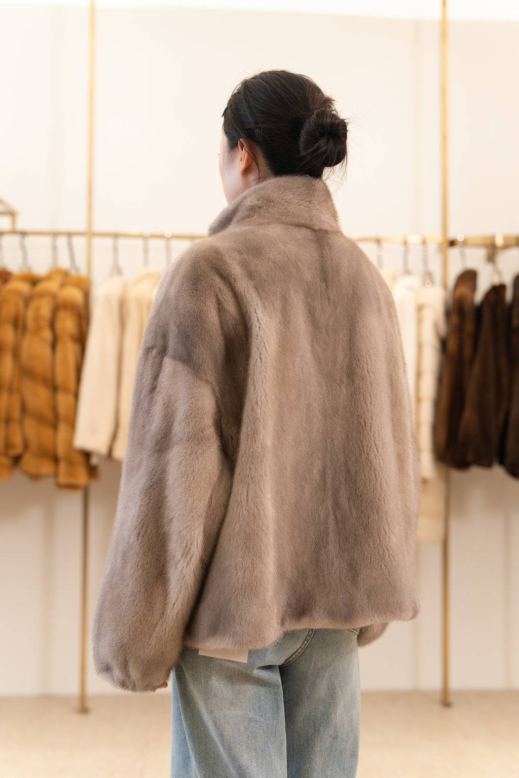 The Taupe Boxy Short Mink Coat