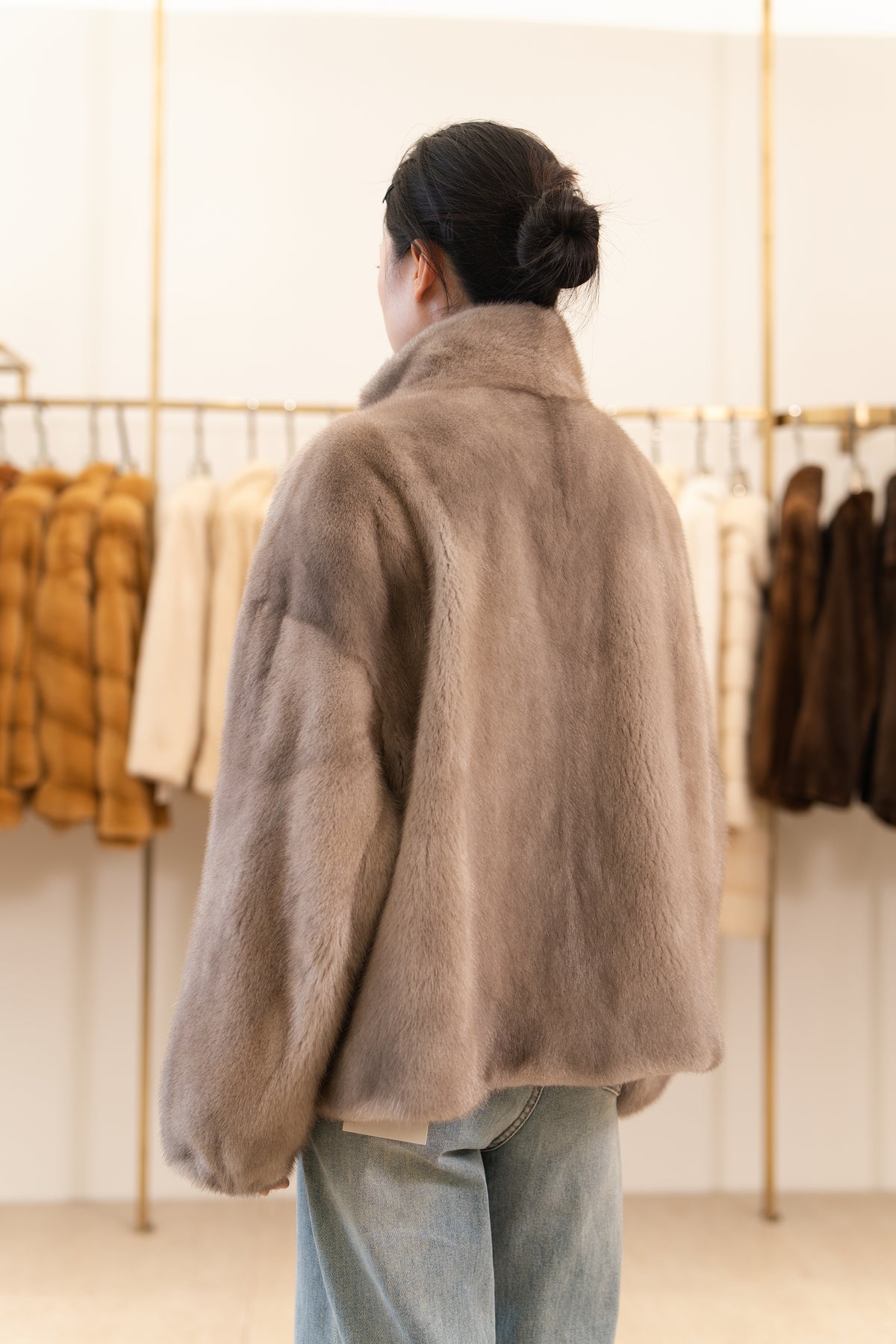 The Taupe Boxy Short Mink Coat