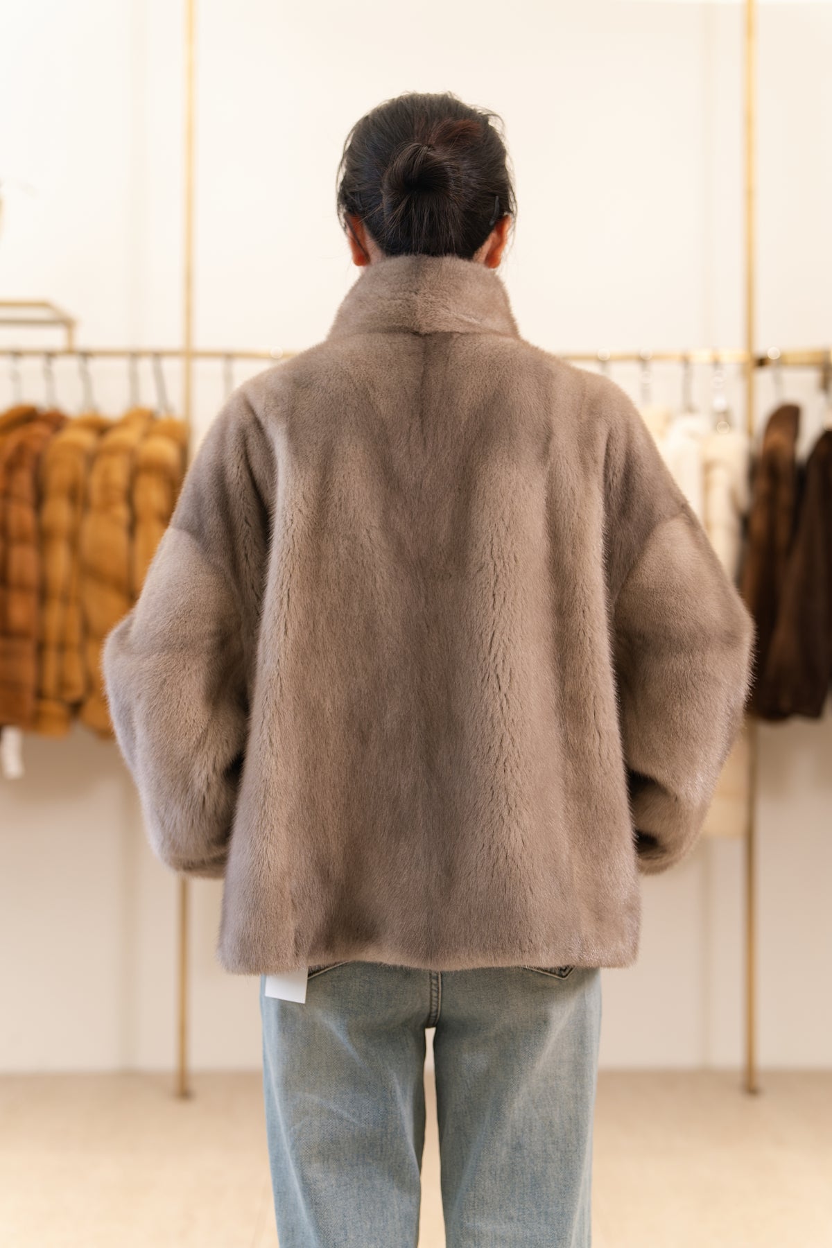 The Taupe Boxy Short Mink Coat