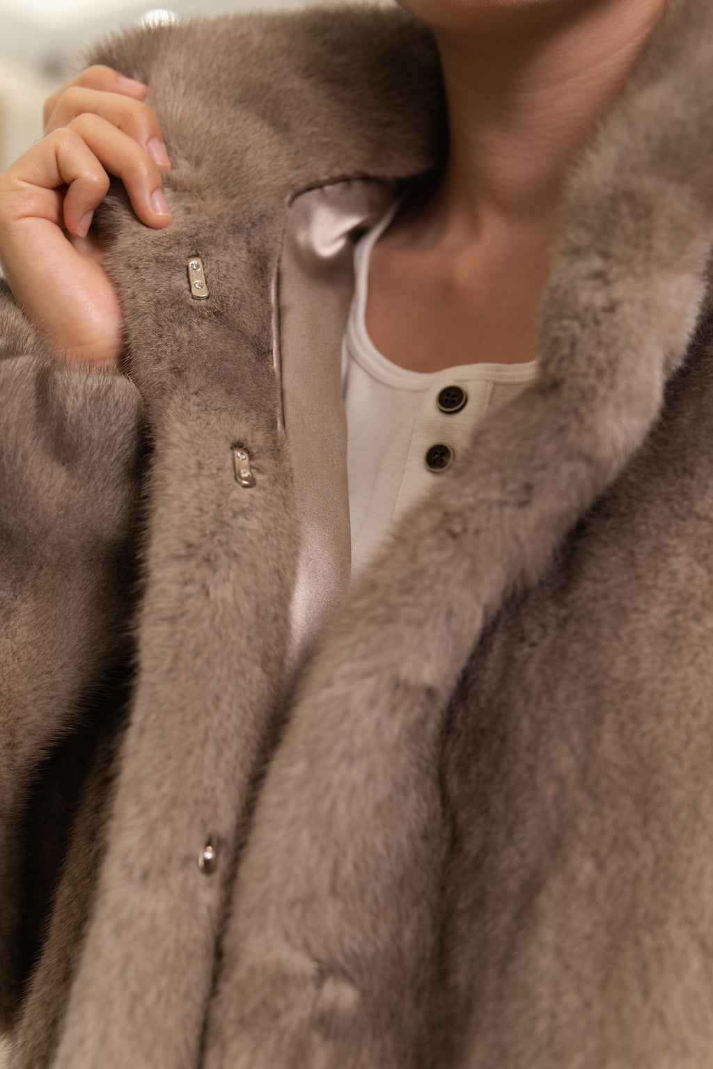 The Taupe Boxy Short Mink Coat