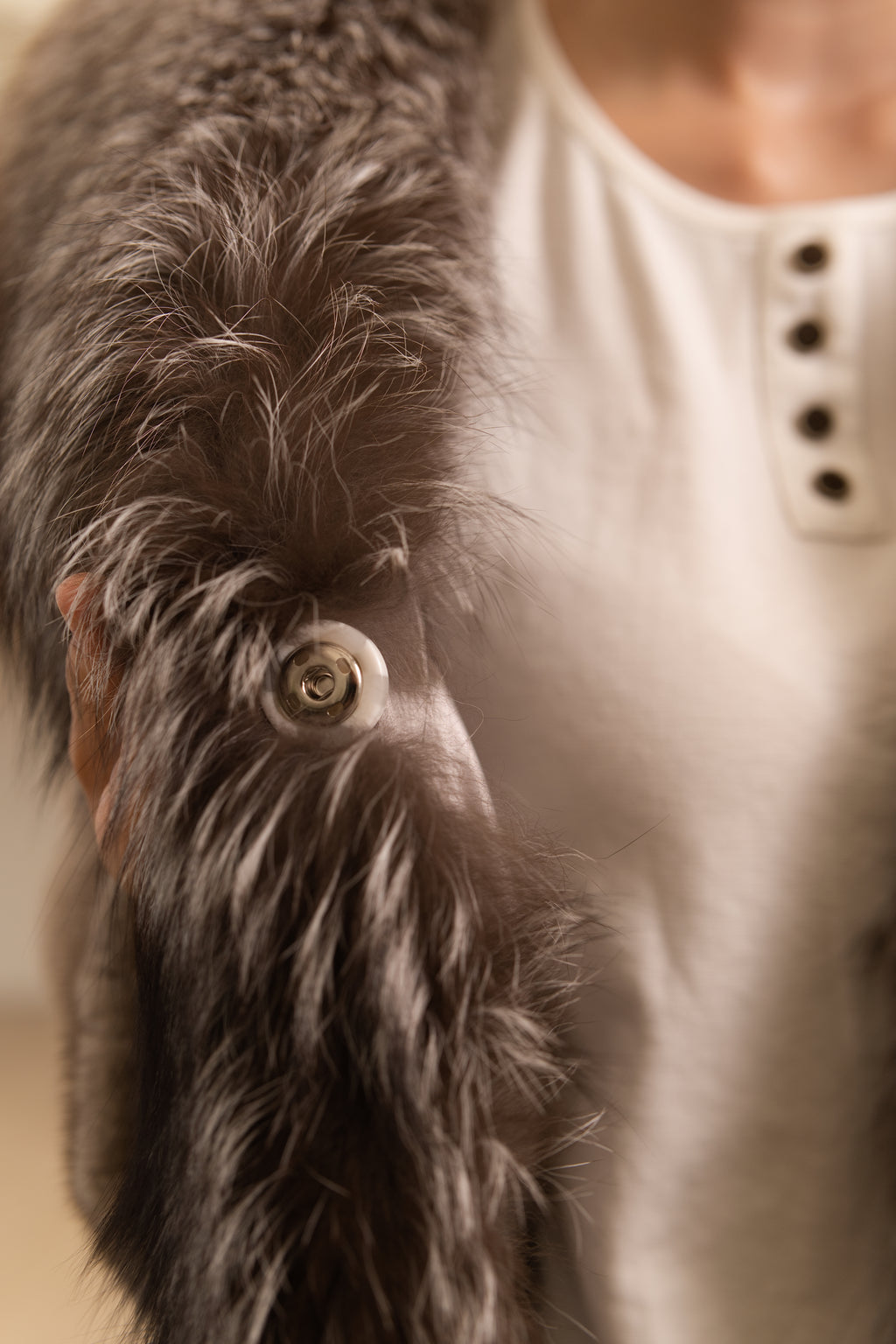 The Taupe Mink Coat with Fox Fur Trim