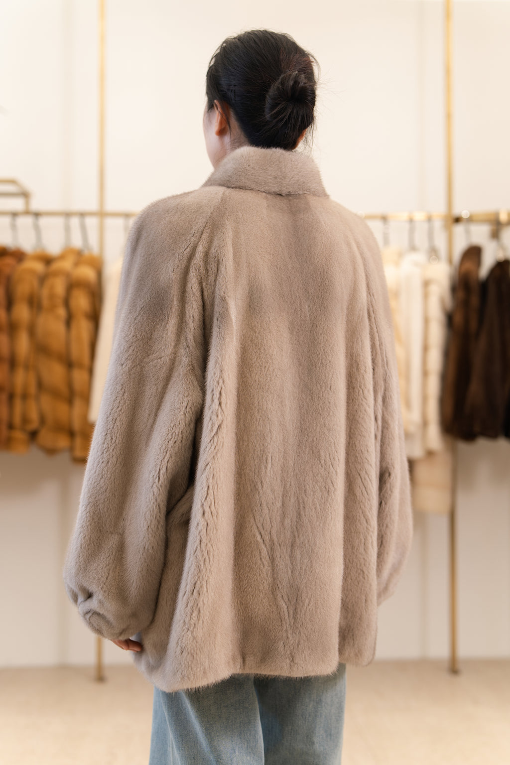 The Taupe Lantern Sleeve Mink Coat