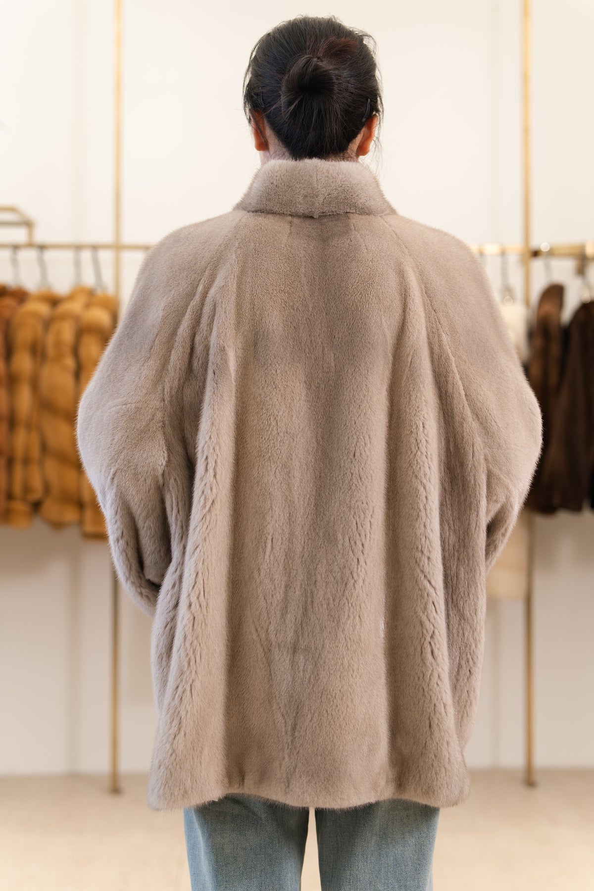 The Taupe Lantern Sleeve Mink Coat