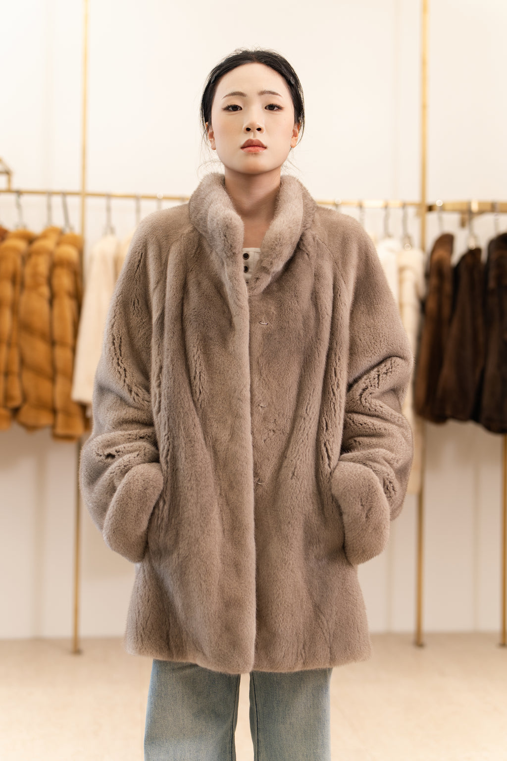 The Turn-Back Cuff Mid-Length Mink Coat