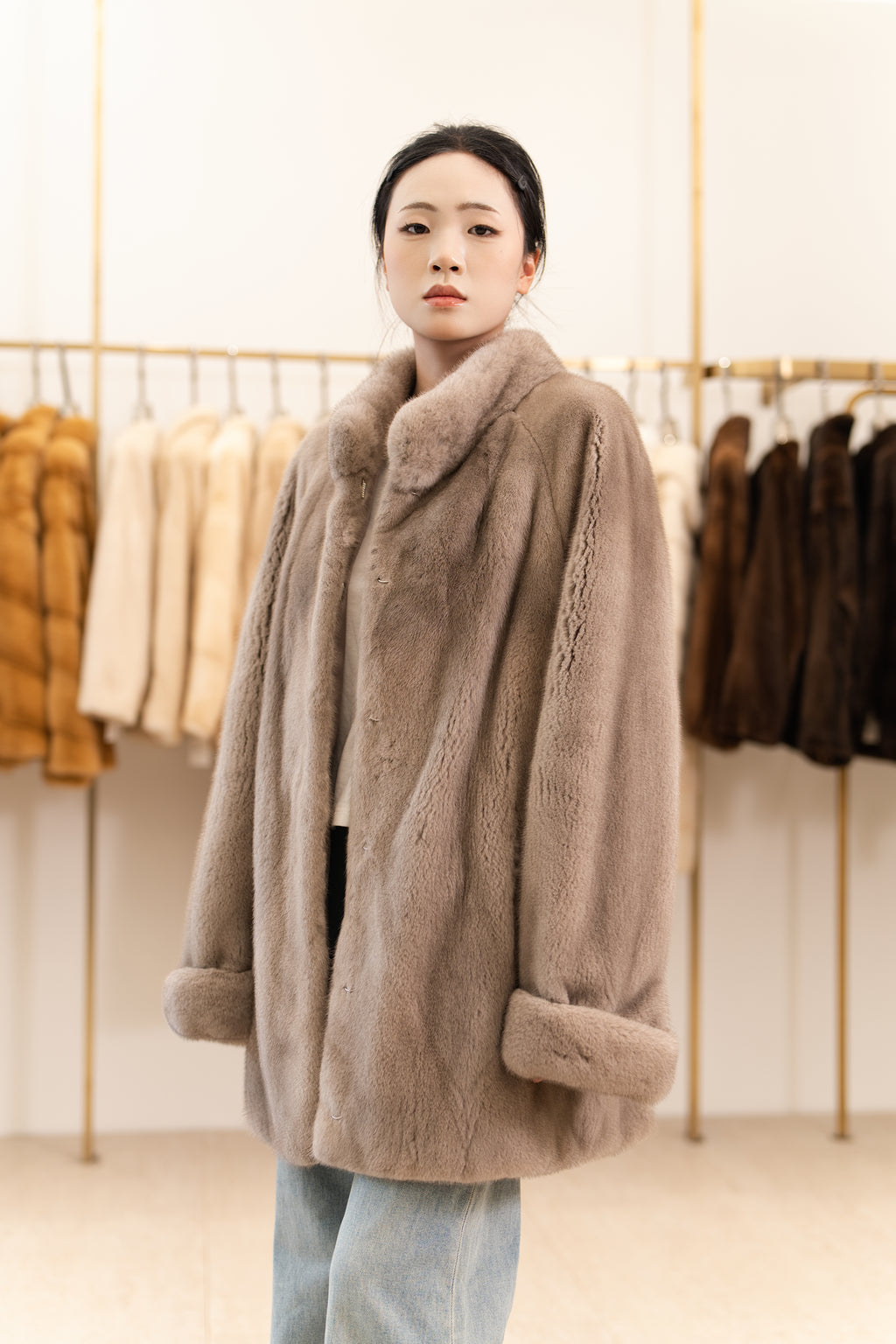 The Turn-Back Cuff Mid-Length Mink Coat