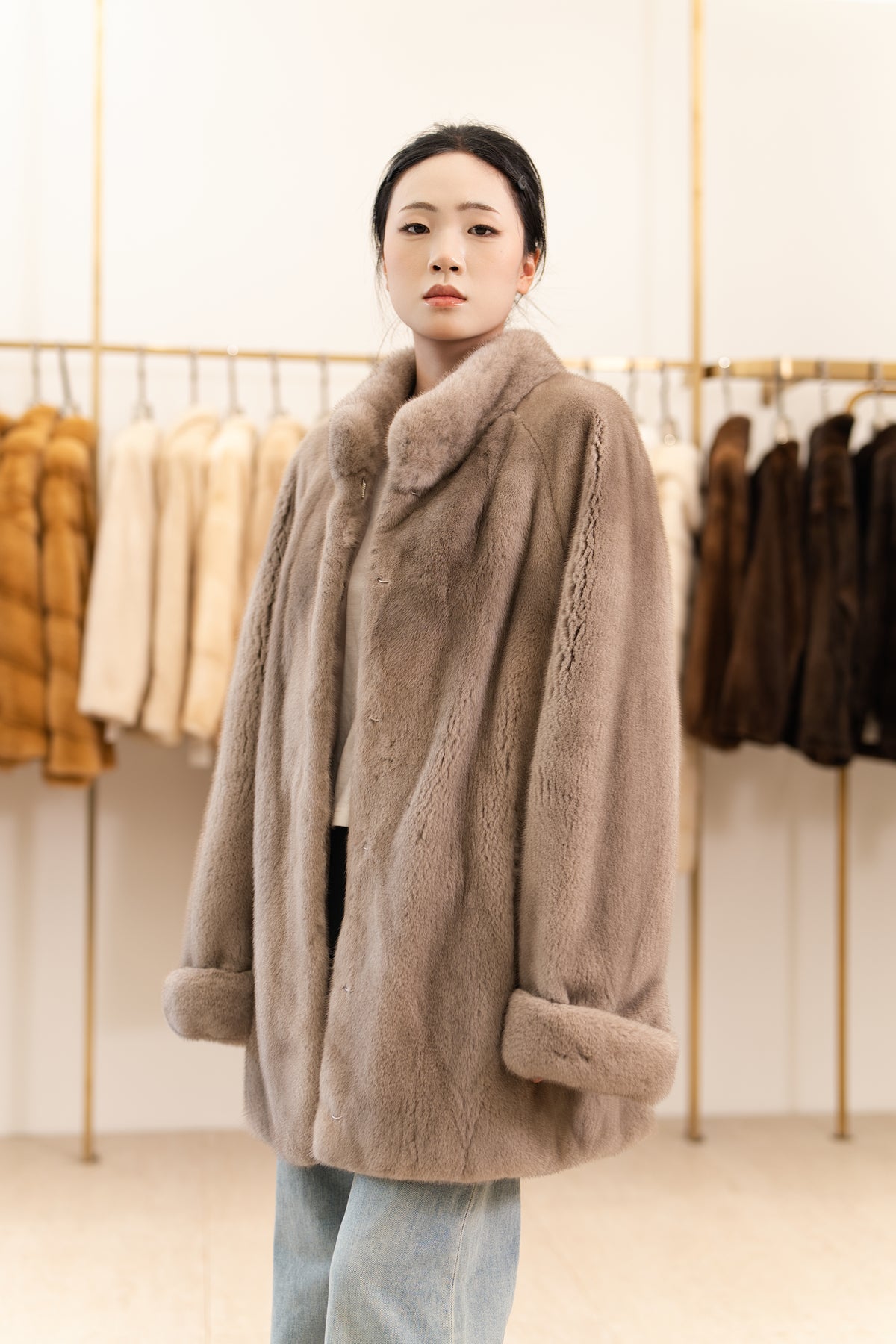 The Turn-Back Cuff Mid-Length Mink Coat